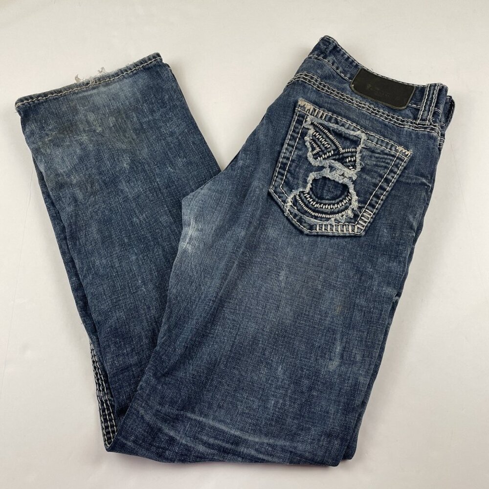 Big Star Buckle Exclusive Pioneer Jeans Men's 34L Cotton Poly Stretch Distressed